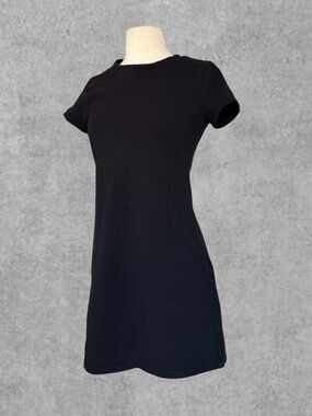 Reformation Black Tee Shirt Dress | Minimal Fitted Mini | Size S
